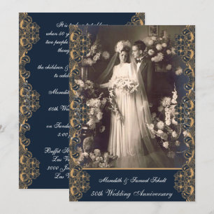 Invitación Estilo Vintage 50 Aniversario de Boda