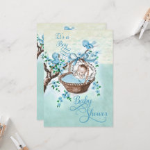 Estilo Vintage Baby Boy y Birds Baby Shower