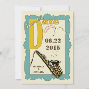Invitación Estilo Vintage de Jazz Salva la Fecha