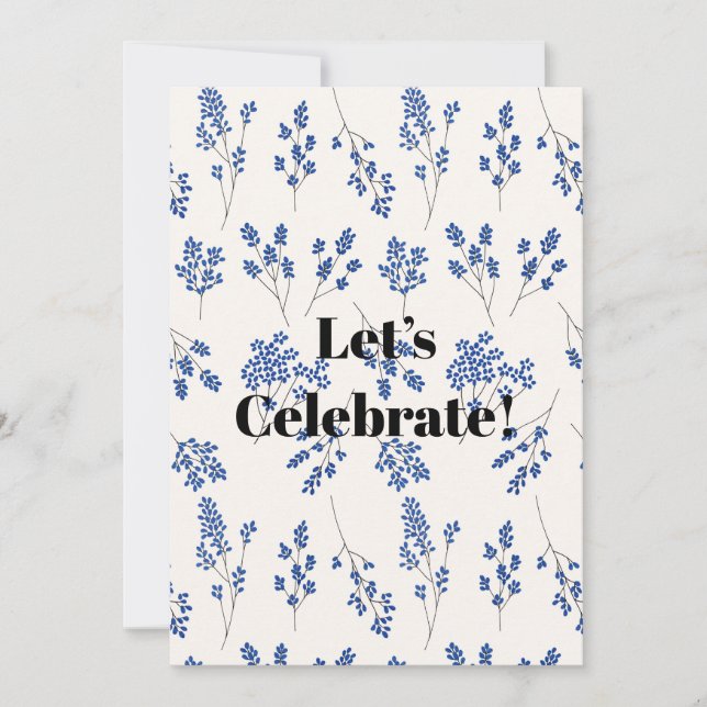 Invitación Estilo vintage floral azul (Anverso)