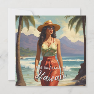 Invitación Estilo vintage hawaiano viaje Honolulu medio pacíf