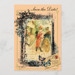 Invitación Estilo Vintage Pareja Del Siglo XVIII Salva La Fec
