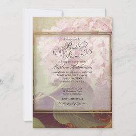 Invitación Estilo vintage Rubor Pink Hydrangea Bridal Shower
