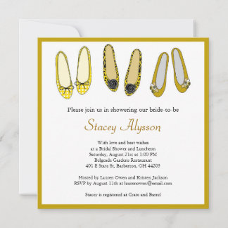 Invitación Estiloso Ballet Plano Zapatos Ducha Bridal Invitac