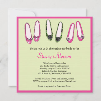 Invitación Estiloso Ballet Plano Zapatos Ducha Bridal Invitac