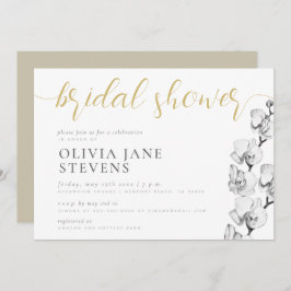 Invitación Estiloso caligrafía de orquídeas blancas con ducha