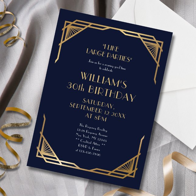 Invitación Estiloso cumpleaños número 30 de los hombres azul  (Subido por el creador)