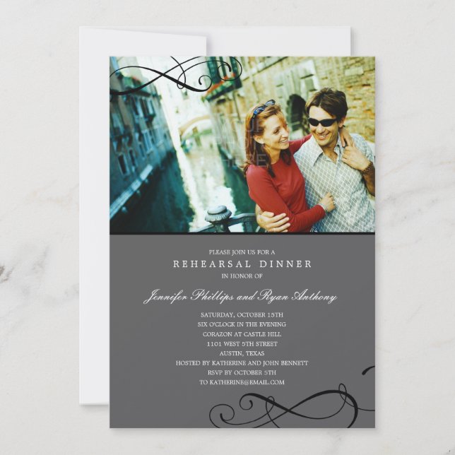 Invitación Estiloso ensayo escénico cena o ducha de matrimoni (Anverso)