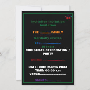 INVITACIÓN ESTILOSO MODERNO PERSONALIZABLE NEGRO MARCA VERIFI