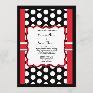 Invitación Estiloso Polka Dot Wedding Invitation (rojo)