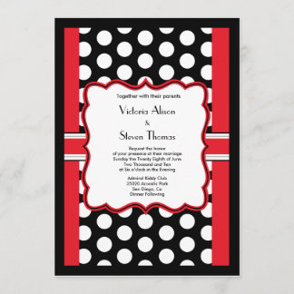 Invitación Estiloso Polka Dot Wedding Invitation (rojo)