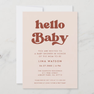 Invitación Estiloso retro Peach Pink Hello Baby