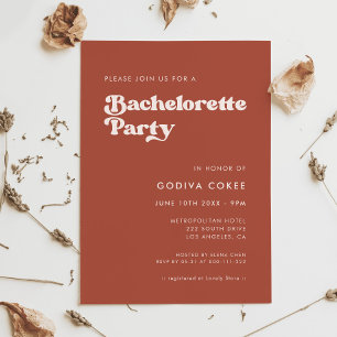 Invitación Estiloso retro terracota Bachelorette Party