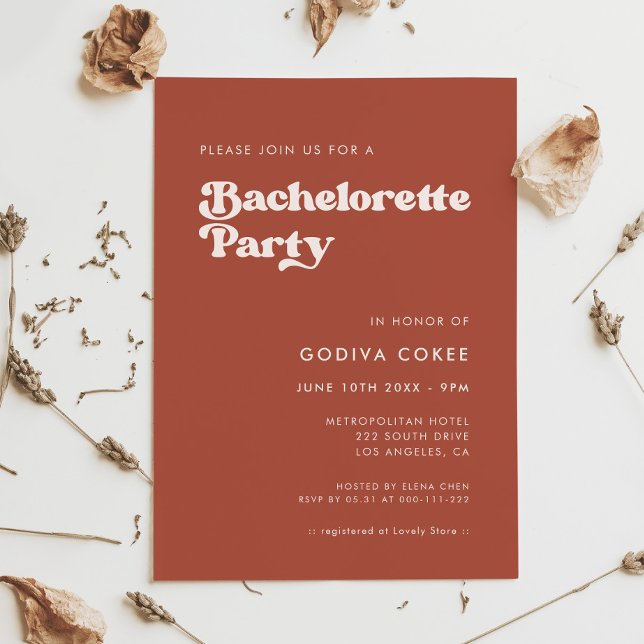 Invitación Estiloso retro terracota Bachelorette Party (Subido por el creador)