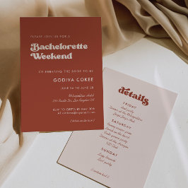 Invitación Estiloso retro terracota Bachelorette Weekend