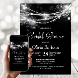 Invitación Estiloso String Luces Black Bridal Shower