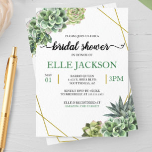 Invitación Estiloso Suculento Fotograma Geométrico Ducha Brid