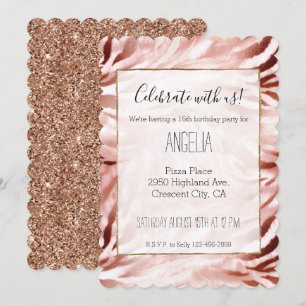 Invitación Estiloso zebra de oro rosa rosa brillante rosa