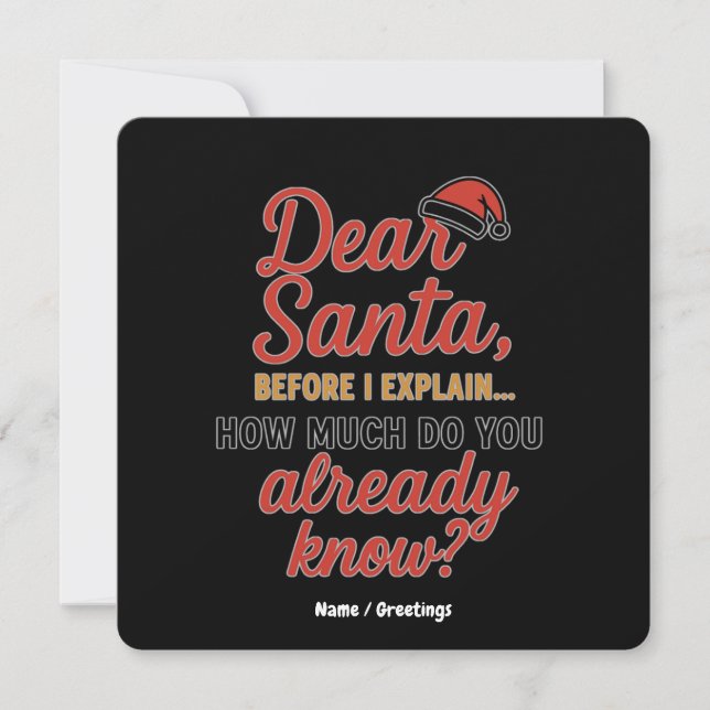Invitación Estimado Papá Noel Antes De Explicar Cita De Navid (Anverso)