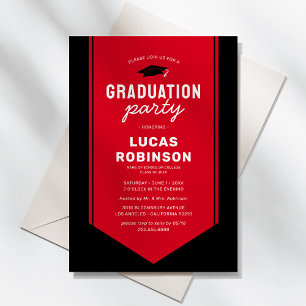 Invitación Estola de Graduado Rojo Fiesta de Graduación
