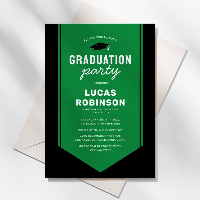 Invitación Estola Verde para Graduado Cinta de Graduación Fie (Subido por el creador)