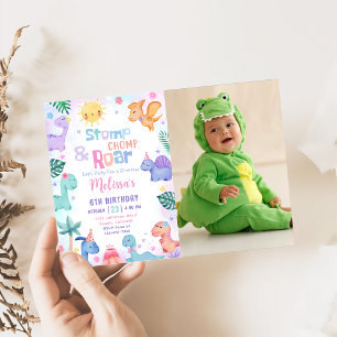 Invitación Estómago de dinosaurios, foto de cumpleaños de Cho