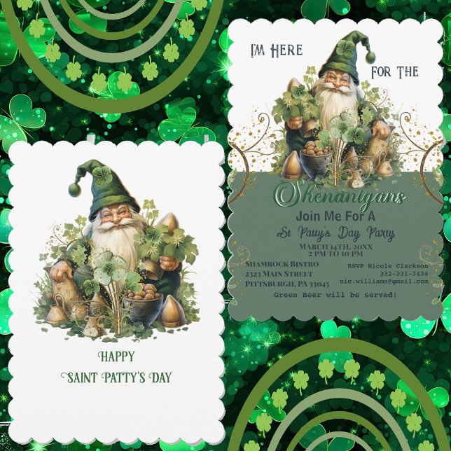 Invitación Estoy aquí por el Día de los Shenanigans (I'm Here For The Shenanigans Vintage St Pattys Day Invitation)