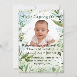 Invitación Estoy creciendo como una hierba, un niño de primer