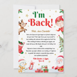 Invitación Estoy de vuelta Llegada de elfo Regreso de elfo Ca
