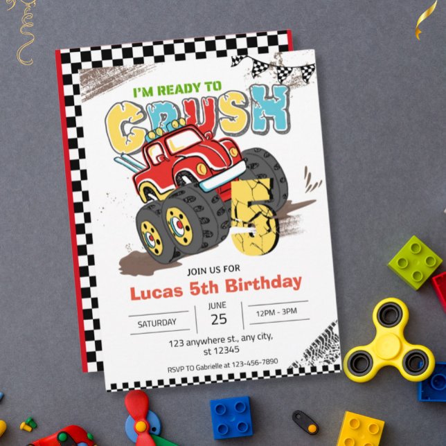 Invitación Estoy listo para aplastar a Monster Truck niño de  (Subido por el creador)