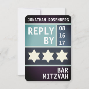 Invitación Estrella audaz de David Bar Mitzvah RSVP Responder