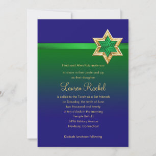 Invitación Estrella azul brillante y verde de cinta de sonido