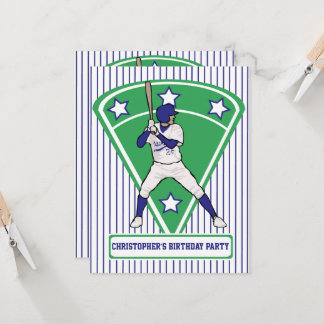 Invitación Estrella azul de la batería de béisbol personaliza
