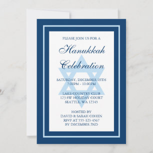 Invitación Estrella Azul De La Fiesta De David Hanukkah
