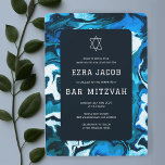 Invitación Estrella azul de mármol de David Personalizado Bar<br><div class="desc">¡Tarjeta perfecta para anunciar una mitzvah de murciélago, el bar mitzvah u otra celebración judía! ¡Hand hizo arte abstracto para ti en el frente y en el trasero! ¡TODO PERSONALIZABLE! Haga clic en "Personalizar" para editar el texto. Haga clic en "editar usando la herramienta de diseño" para ajustar las fuentes,...</div>