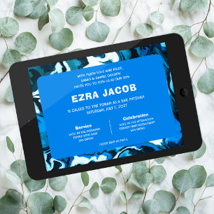 Invitación Estrella azul de mármol de David Personalizado Bar