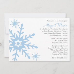 Invitación Estrella azul de nieve de David Bat Mitzvah