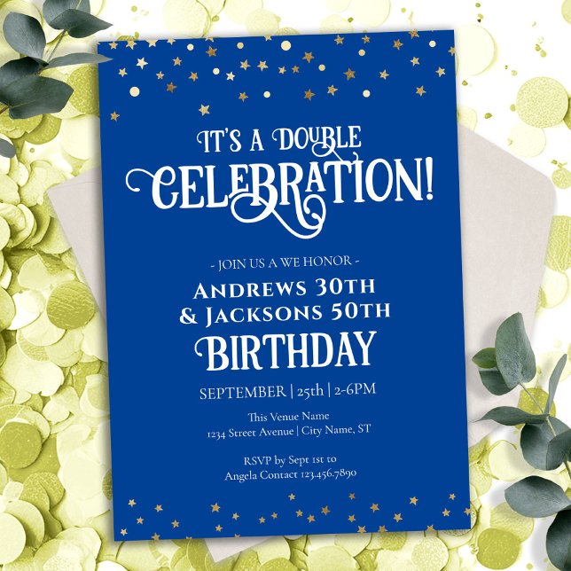 Invitación Estrella azul del partido de cumpleaños doble Conf (Subido por el creador)
