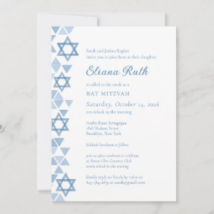 Invitación Estrella azul moderna de David Bat Mitzvah