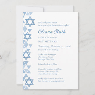 Invitación Estrella azul moderna de David Bat Mitzvah