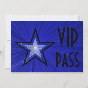Invitación Estrella azul oscuro 'VIP PASS' espalda negra hori