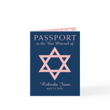 Estrella azul y rosada del pasaporte de Mitzvah