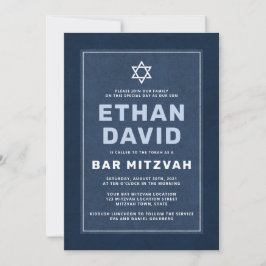 Invitación Estrella blanca azul moderna de David bar mitzvah