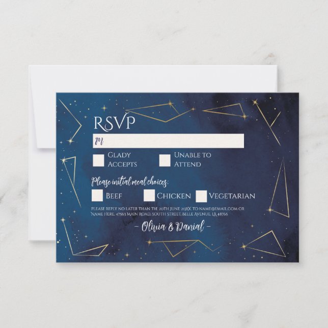 Invitación Estrella Boda de RSVP firma compromiso con la mari (Anverso)