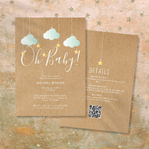 Invitación Estrella Brillante Rústica Oh Bebé Todo en Uno Fie