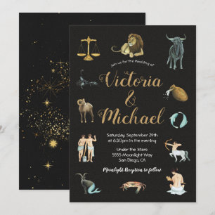 Invitación Estrella celestial de Zodiac Signos de Constelació