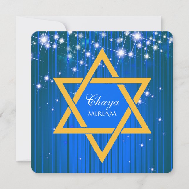 Invitación Estrella chismosa de David Bat Mitzvah invitacione (Anverso)