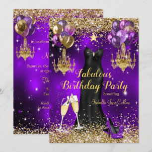 Invitación Estrella de celebración de cumpleaños fabuloso púr