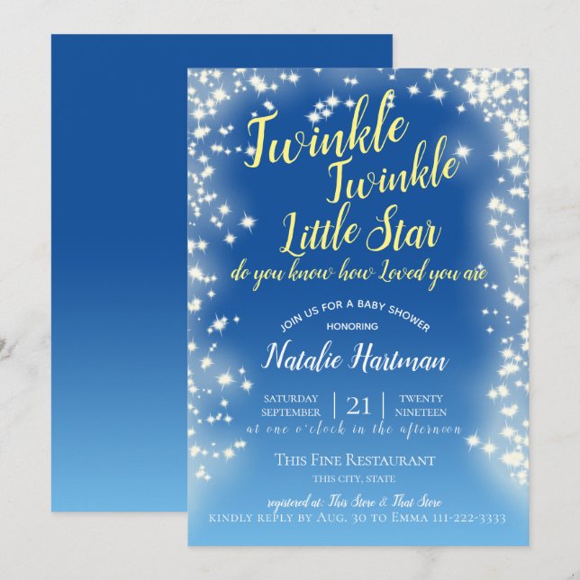 Invitación Estrella de Chalkboard Twinkle (Anverso / Reverso)