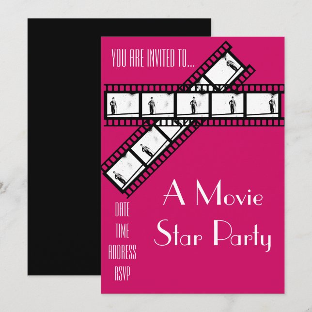 Invitación Estrella de cine de Hollywood vestido fiesta (Anverso / Reverso)